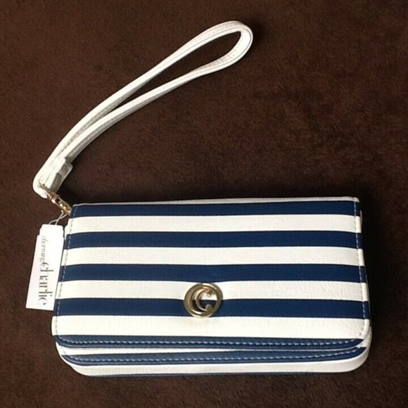 Charming Charlie Handbags - brand new NAVY & WHITE Charming Charlie Wristlet Wallet w/ Magnetic Kissing Lock